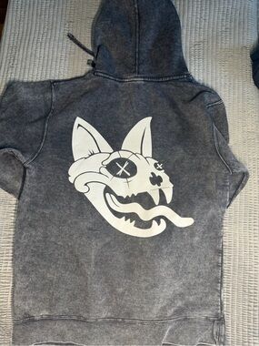 Love Joy concert gear Gray Acid-Wash Hoodie plush Hoodie men: M